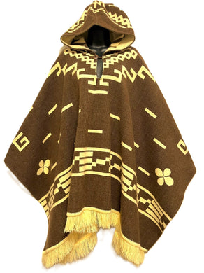 Alpaca Poncho Hoodie - Earthy solid colours.