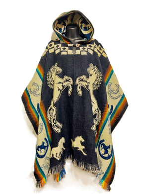 Alpaca Poncho Hoodie - Wild Horse